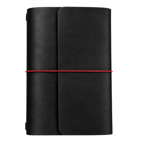 The Story – Refillable A5 Leather Notebook, Trifold | Black